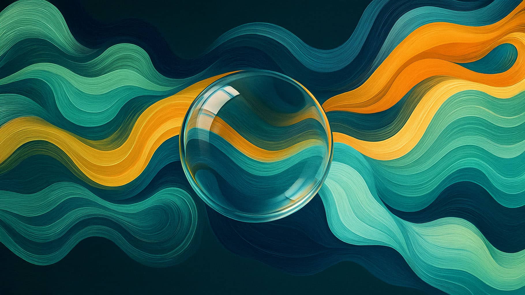 Bubble on blue yellow turquoise background