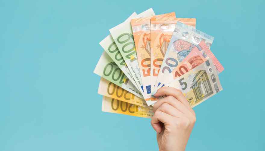 Money Euro blue background
