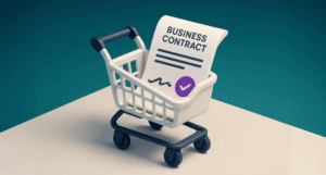 winkelwagentje met business contract