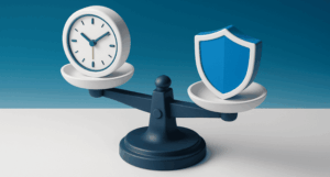 weegschaal met klok en shield