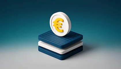 Euro muntstuk op snijbladen